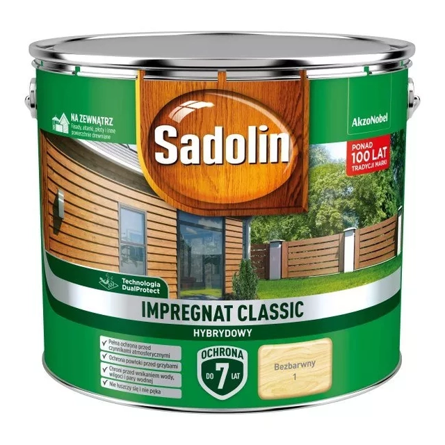 Impregnação de madeira Sadolin Classic, fosco incolor 9L