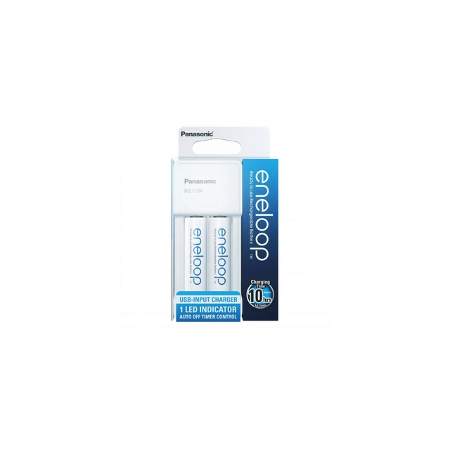 Incarcator Eneloop COMPACT cu USB, include 2 x AA R6 1900mAh, K-KJ80MCC20USB