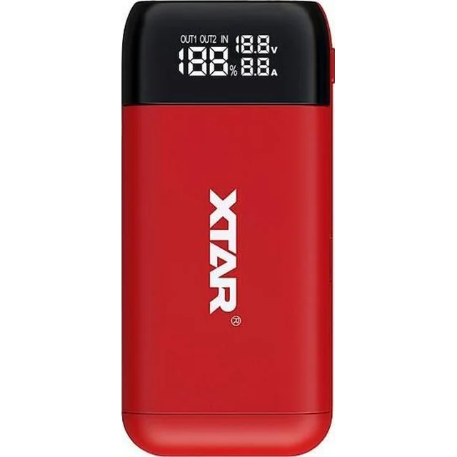 Încărcător Xtar ÎNCĂRCĂTOR/POWERBANK XTAR PENTRU BATERIE CILINDRICE LI-ION 18650/20700/21700 ROȘU PB2S