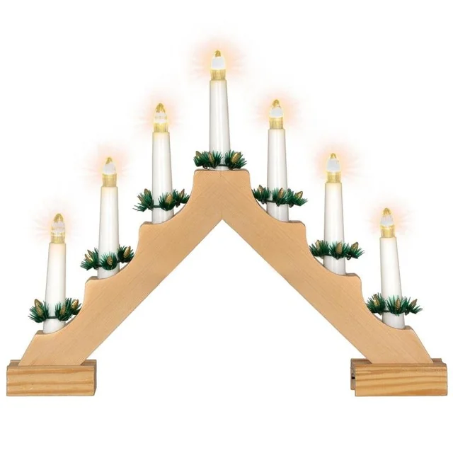 INDERA Battery-operated Christmas candle holder, 7 LEDs, pi