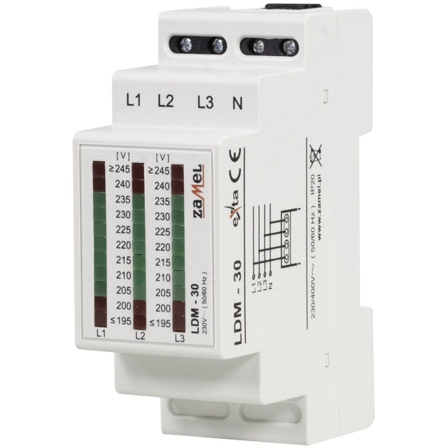 Indicador de voltaje modular Zamel 3-fazowy L1-N/L2-N/L3-N 195-245V (EXT10000031)