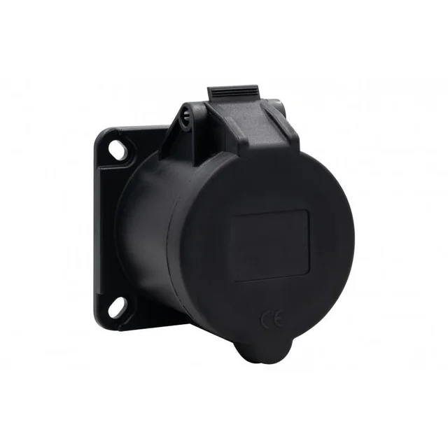 Industrial panel socket, straight 32A/3P 200V-250V /FE/ IP44 black F7.0152