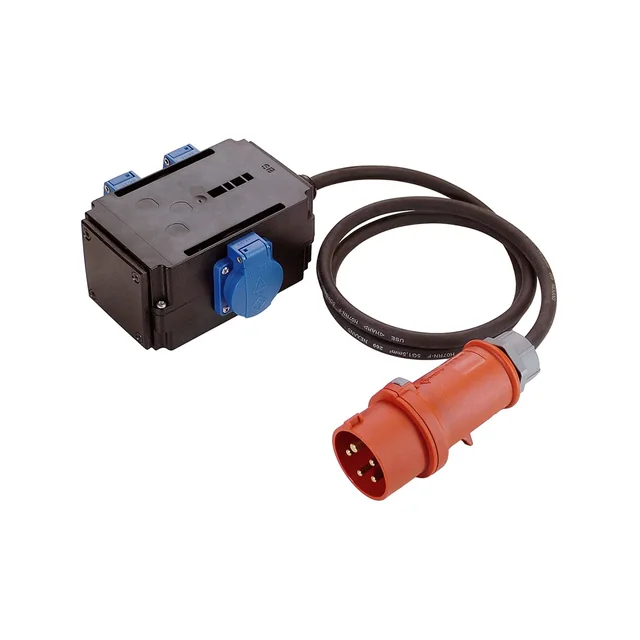 Industriële driefasige adapter MIXO IP44 met kabelingang 5 polen 16A uitgang 3x230V