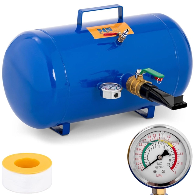 Inflador - depósito de presión para inflar ruedas con manómetro 6-8 bar 38.5 l