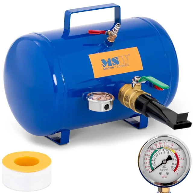 Inflator - druktank voor het oppompen van bandenwielen met een manometer 8 bar 19.5 l