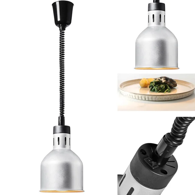 Infrared heating lamp for dishes IR hanging silver diam. 17.5 cm 250 W