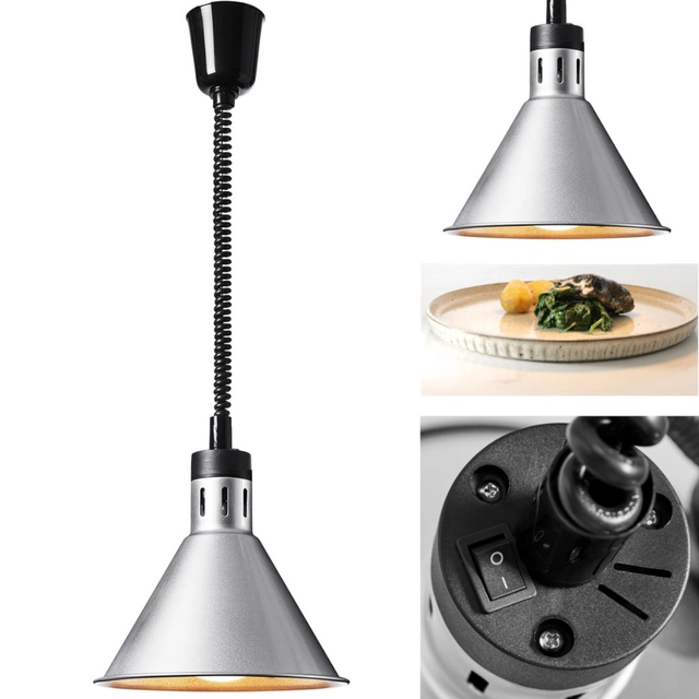 Infrared heating lamp for dishes IR hanging silver diam. 27.5 cm 250 W