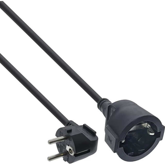 InLine InLine® napájací predlžovací kábel uhlový Typ F čierny 2m