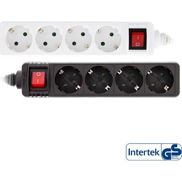 InLine InLine® Power Strip tip F njemački 4 priključak s prekidačem + sigurnosna brava za djecu crna 3m