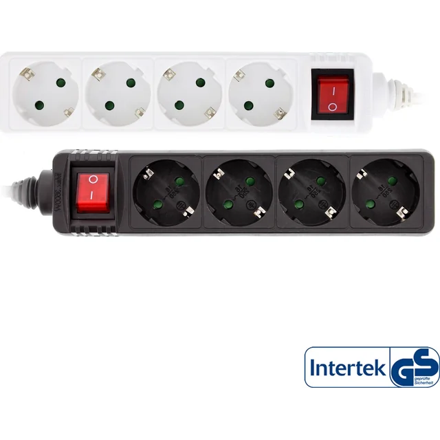 InLine InLine® Power Strip Typ F Tyska 4 Port med Switch + Barnsäkerhetslås vit 3m