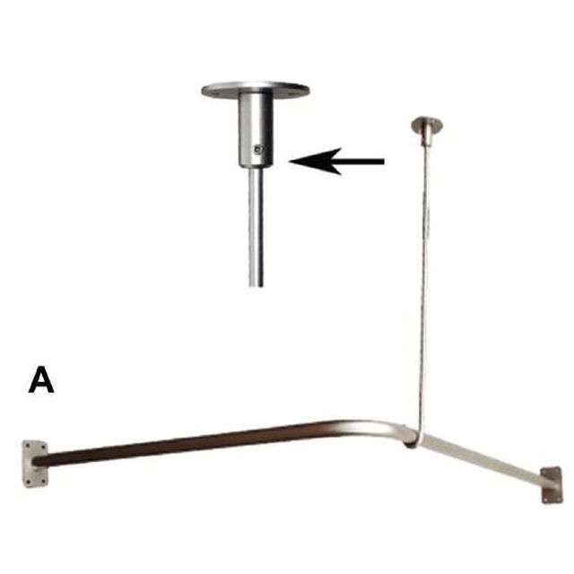 Inox bruseforhængsstang 90x90 cm, komplet med loftmontering