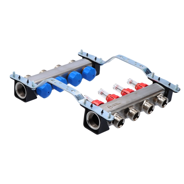 InoxFlow spruitstuk met stelkleppen en debietmeters -4 circuits