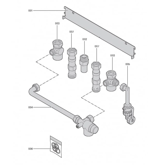 Installationstillbehör med hydrauliska anslutningar för Viessmann Vitodens 200-W pannor, utan kors