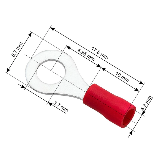 Insulated eyelet connector S screw 3,7 100 Pcs