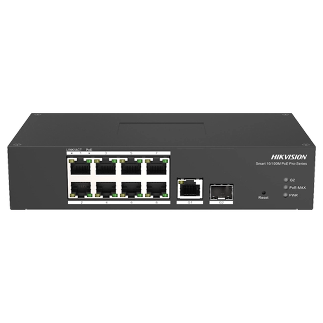 Intelligens kezelt 8 PoE portok, 2 uplink portok váltása SFP/RJ45 - Hikvision - DS-3T1310P-SI-HS