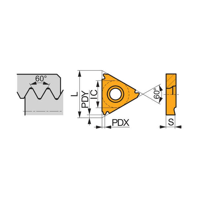 Interchangeable cutting inserts, Tapping insert internal partial profile - ISO metric thread 60°