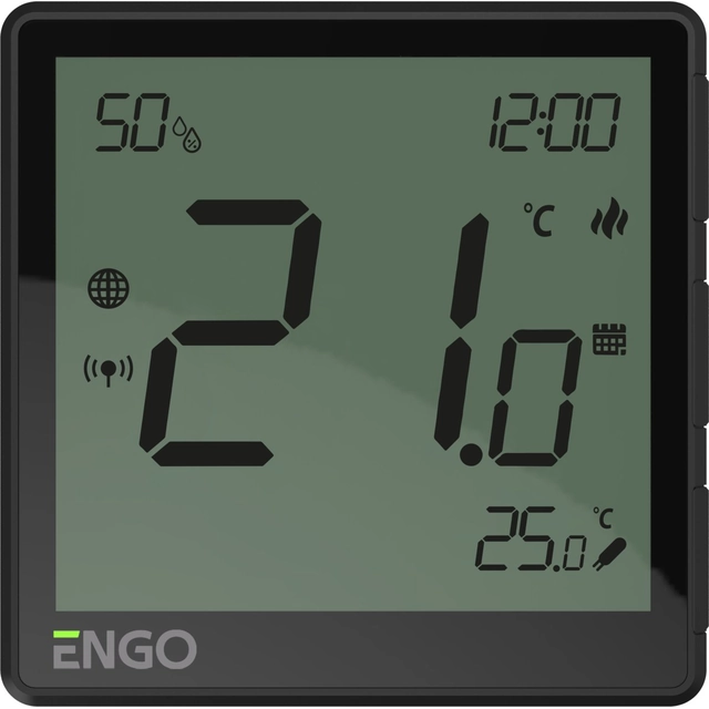 Internet temperaturregulator, ENGO EONE230B infälld, dagligen, ZigBee, svart,230V