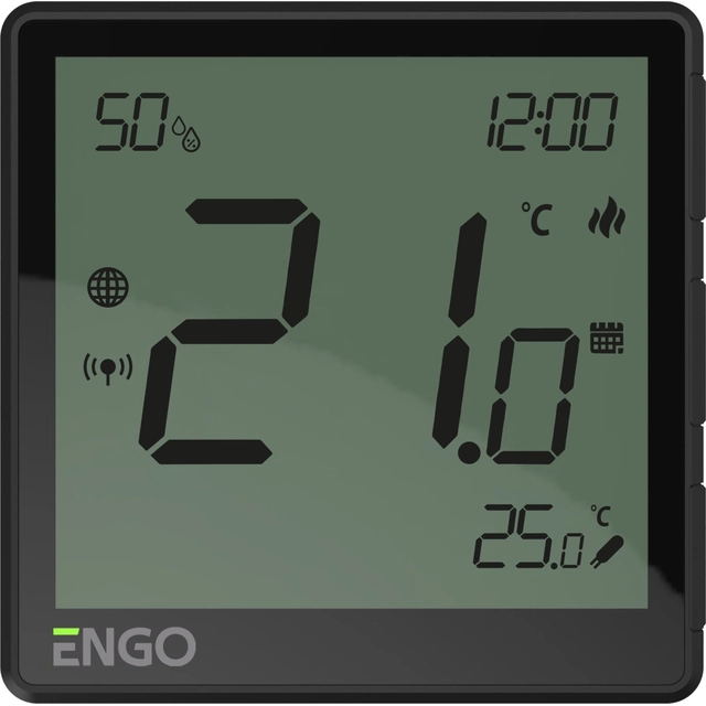 Internet temperatuurregelaar, ENGO EONE230B inbouw, daily, ZigBee, zwart,230V