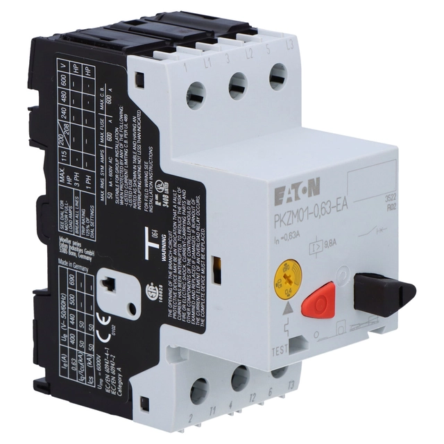 Interruptor de protección del motor PKZM01,Ir=0,4-0,63A PKZM01-0,63-EA