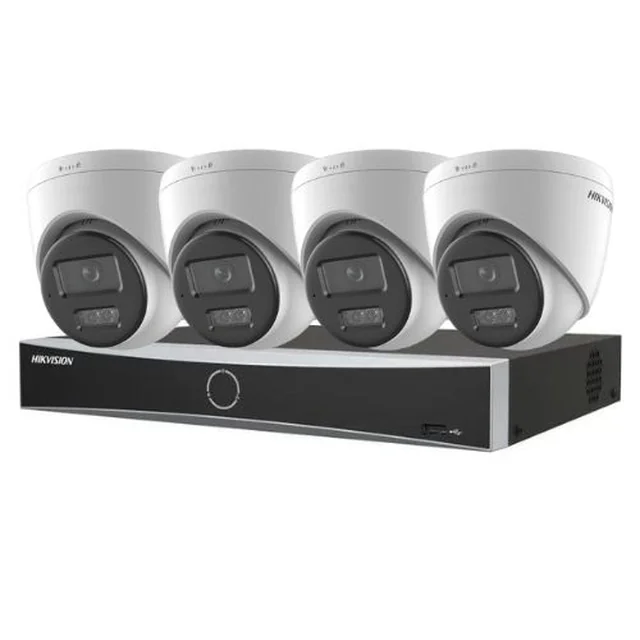 IP-bewakingskit 4K 4 camera's 8MP IR 30m wit licht 30m microfoon Smart Hybrid Light, NVR 4 PoE-kanalen 12MP AcuSense