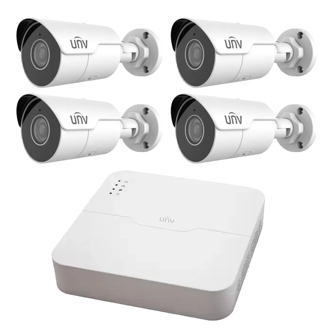 IP PoE UNV система за наблюдение 4 Starlight камери 4MP , 2.8mm, IR 50m, NVR 4 канали 8MP