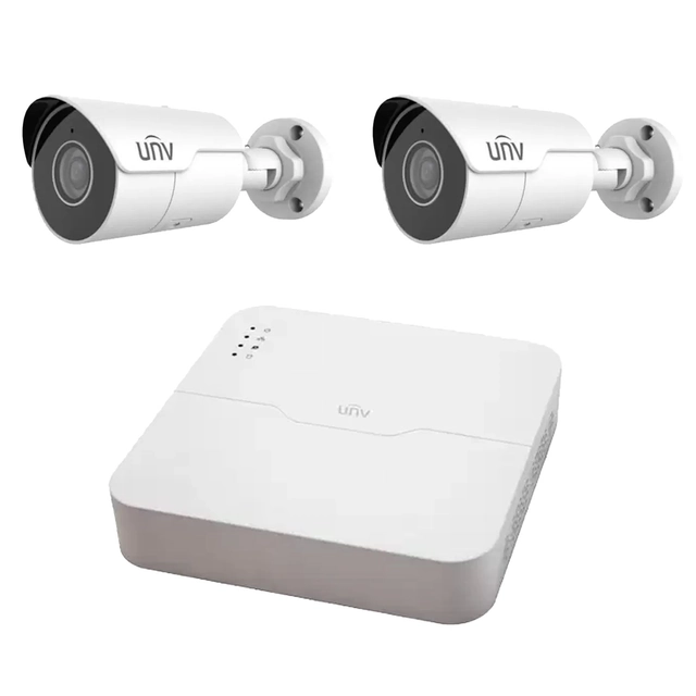 IP PoE UNV videobewakingssysteem 2 Starlight-camera's 4MP, 2.8mm, IR 50m, NVR 4 kanalen 8MP