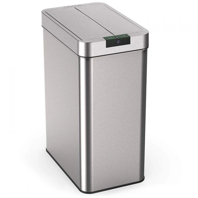iQtech Papallona 49 l, non-contact square waste bin, silver stainless steel