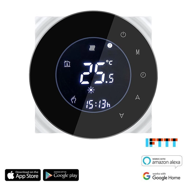 iQtech SmartLife GCLW-B, WiFi thermostat for boilers and boilers with potential-free switching, black