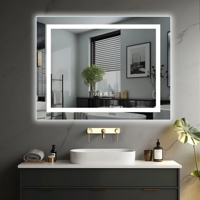 IREDA Badezimmerspiegel mit LED-Beleuchtung, 80 x 60 cm