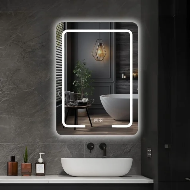 IREDA Bathroom mirror with LED lighting, 60 x 80 cm