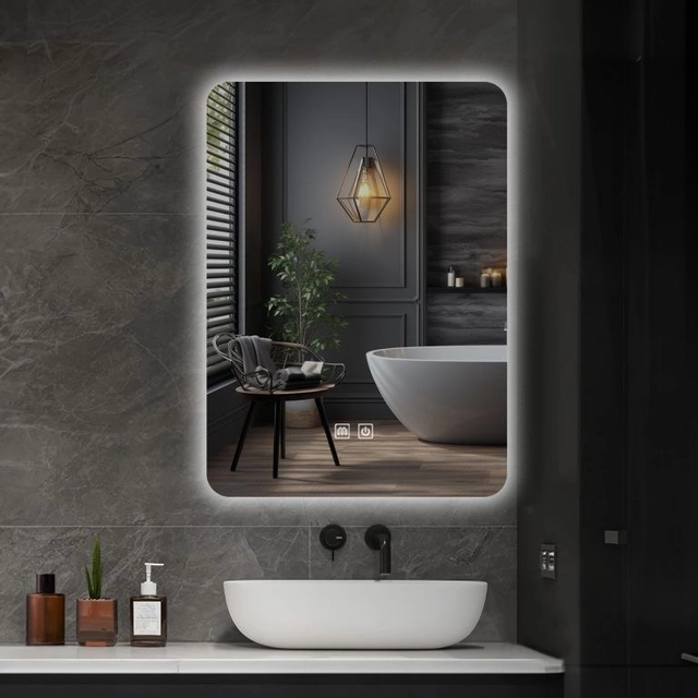 IREDA Specchio da bagno con illuminazione a LED, 70 x 50 cm