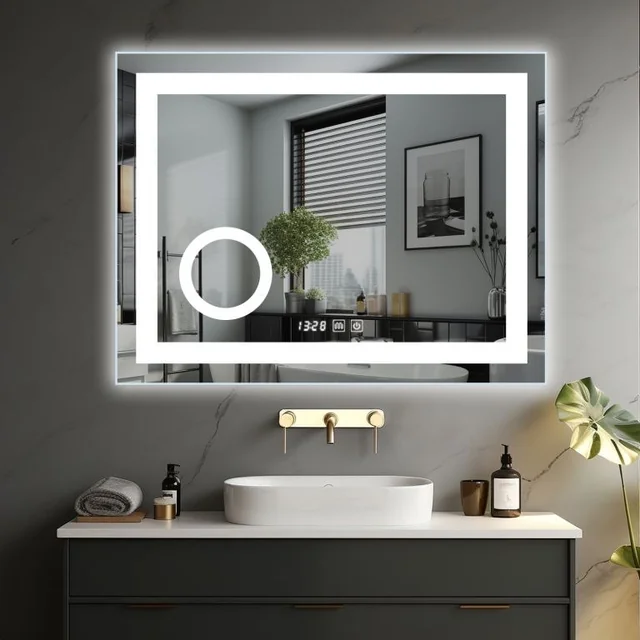 IREDA Specchio da bagno con illuminazione a LED, 80 x 60 cm