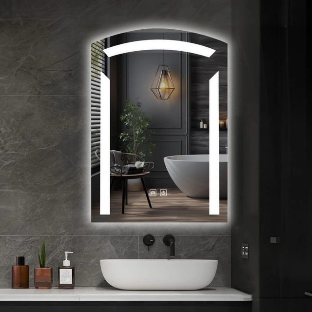 IREDA Specchio da bagno con illuminazione a LED, 80 x 60 cm