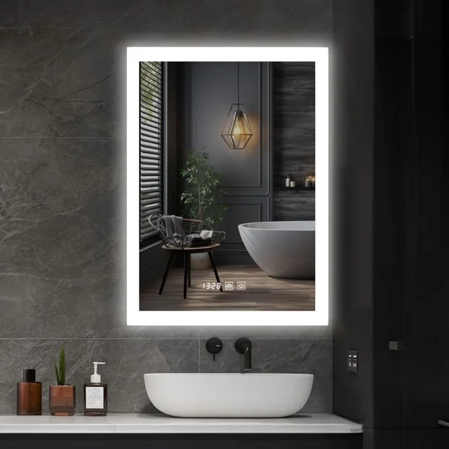 IREDA Specchio da bagno con illuminazione a LED, 80 x 60 cm