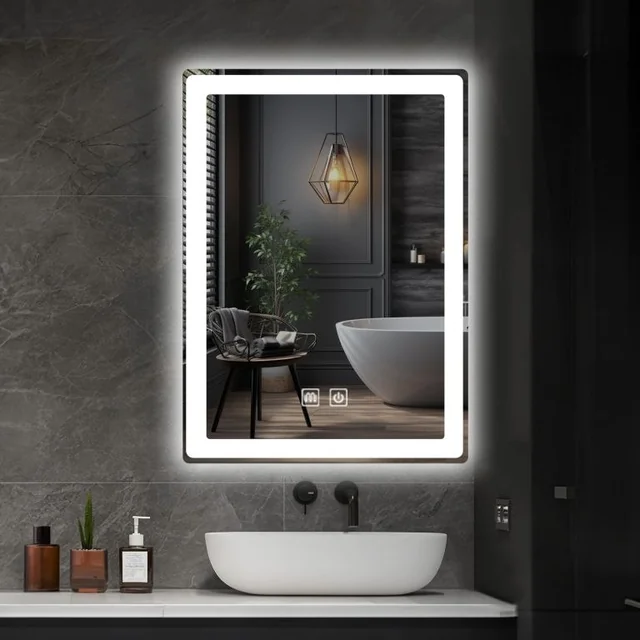 IREDA Specchio da bagno con illuminazione a LED, 80 x 60 cm