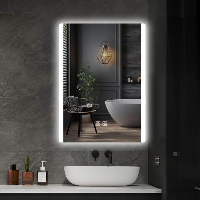 IREDA Specchio da bagno LED con illuminazione, 70 x 50 cm