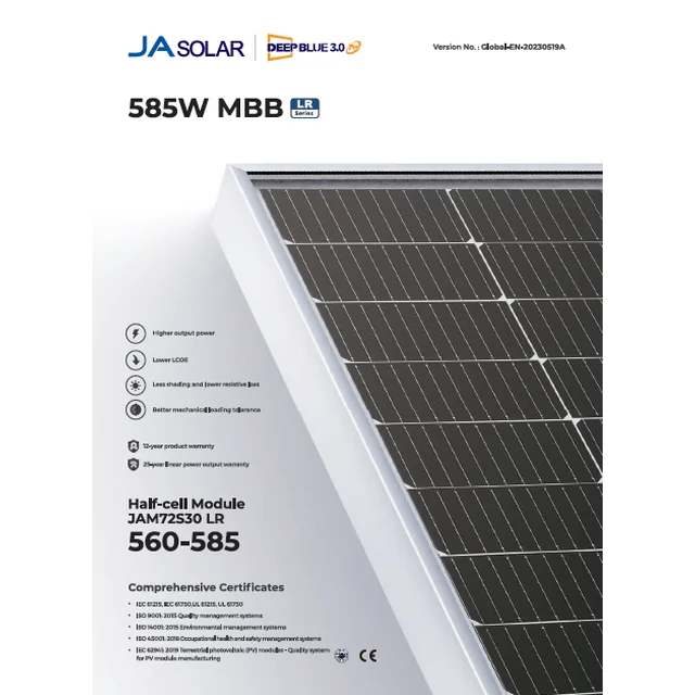 JA Päikeseenergia JAM72S30-565/LR // JA Päikeseenergia 565W Päikesepaneel