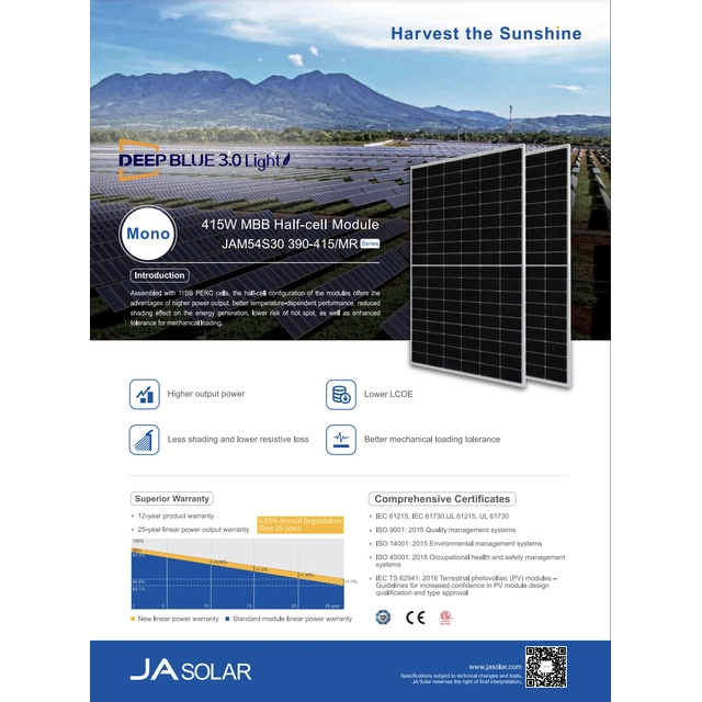 JA Solar JAM54S30 405 MR BF