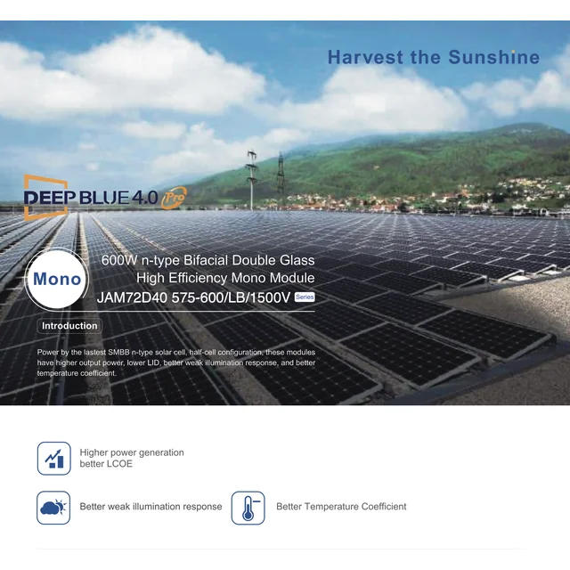 Ja Solar JAM72D40-580/LB SF (bifacial, n-tüüpi, hõbedane raam)