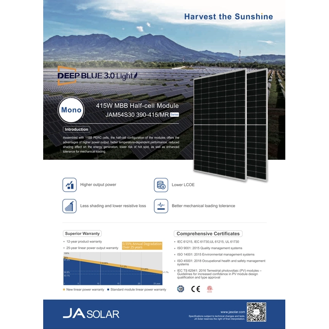 JA Solarni JAM54S30 410 MR BF / SF