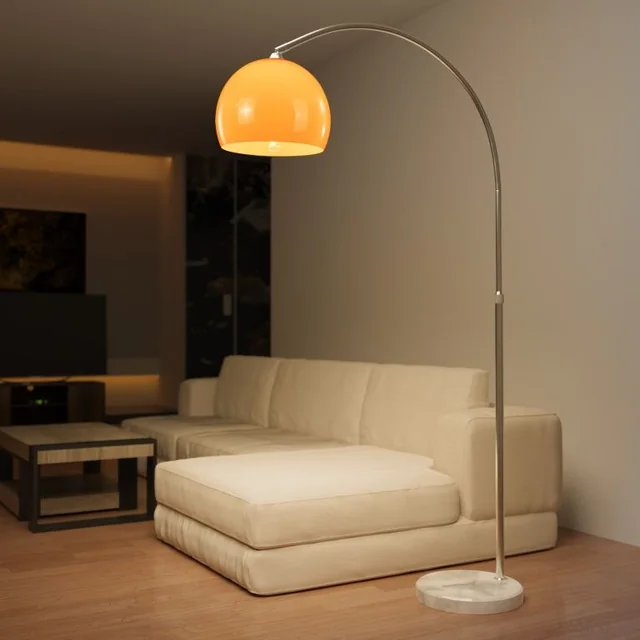 Jago Orange arc floor lamp, 130 - 180 cm