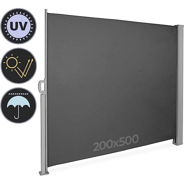 JAGO Retractable side screen, 200 x 500 cm, anthracite