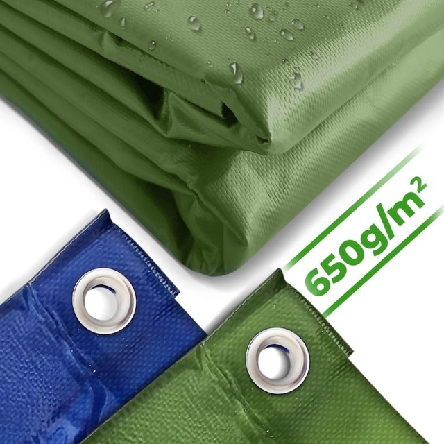 JAGO Tarpaulin 650 g/m², aluminum eyelets, green, ​​5 x 6