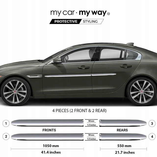 JAGUAR XE 2014-2022 - CHROOM-strips voor beschermende deuren