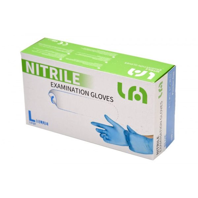 Jednorazowe rękawiczki nitrylowe, bezpudrowe L, niebieskie