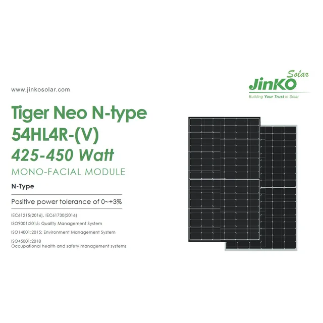 Jinko 450W 450 JKM450N-54HL4R-V Zwart frame