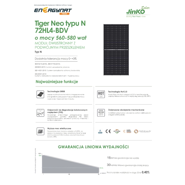 JINKO 575W BIFACIAL N-TIPA JKM575W-72HL4-BDV