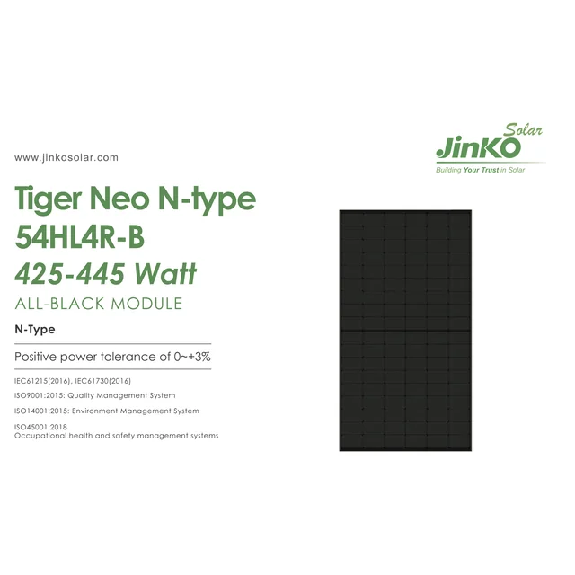 JINKO JKM435N-54HL4R-B 435W Nero pieno (Tiger neo N-Type)