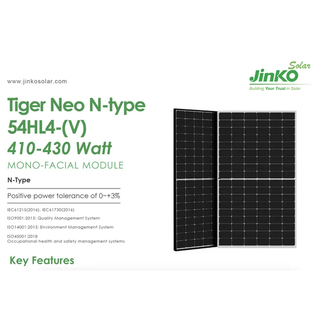 Jinko Tiger Neo N tipo 54HL4-(V) 425 Vatų JKM425N-54HL4-V BF