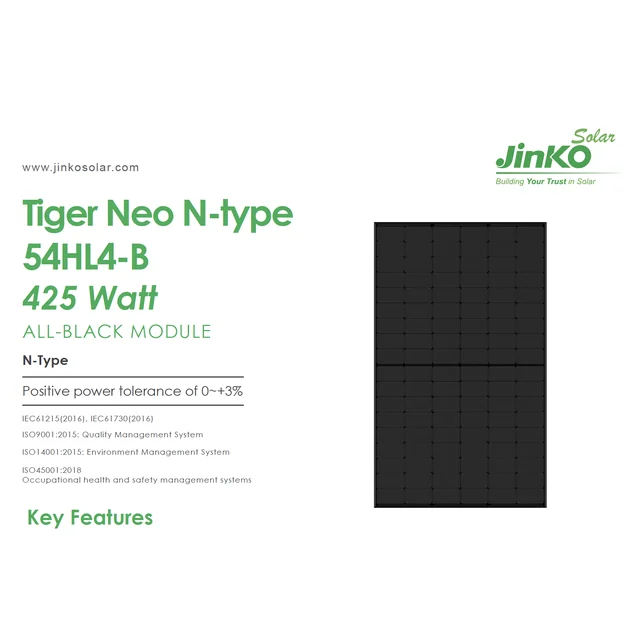 Jinko Tiger Neo N-tüüpi 54HL4-B 425 Watt Full Black FB